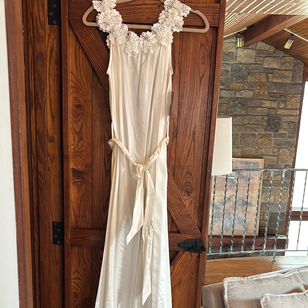 Ivory Floral Applique Maxi Dress
